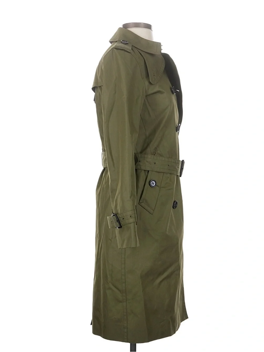 Coach Olive Green Double-Breasted Mid Trench Coat with Belt XXSmall